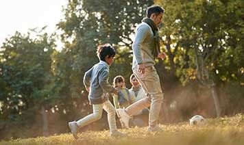 family playing with ball